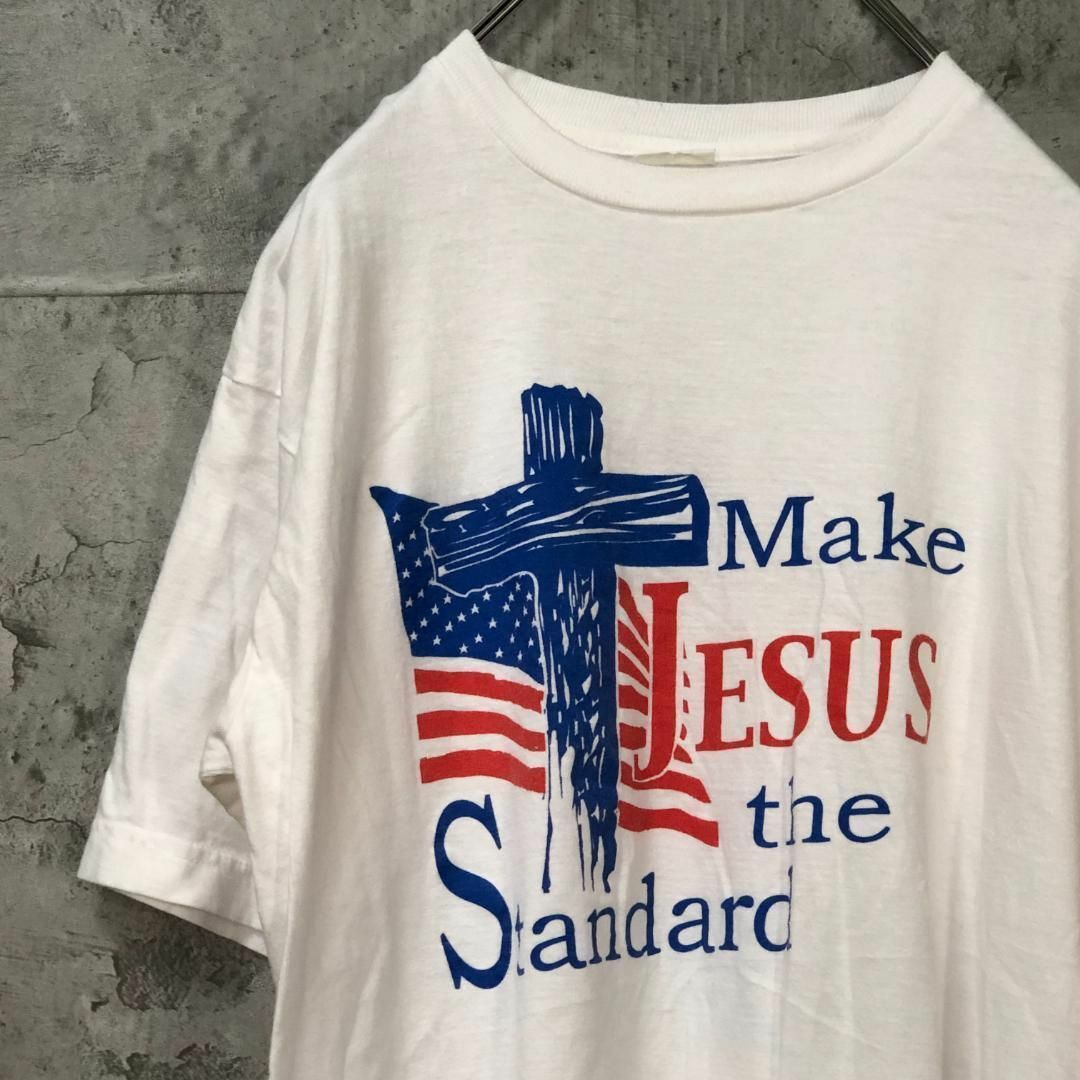 Make JESUS 星条旗 十字架 USA輸入 ホワイト Tシャツ メンズのトップス(Tシャツ/カットソー(半袖/袖なし))の商品写真