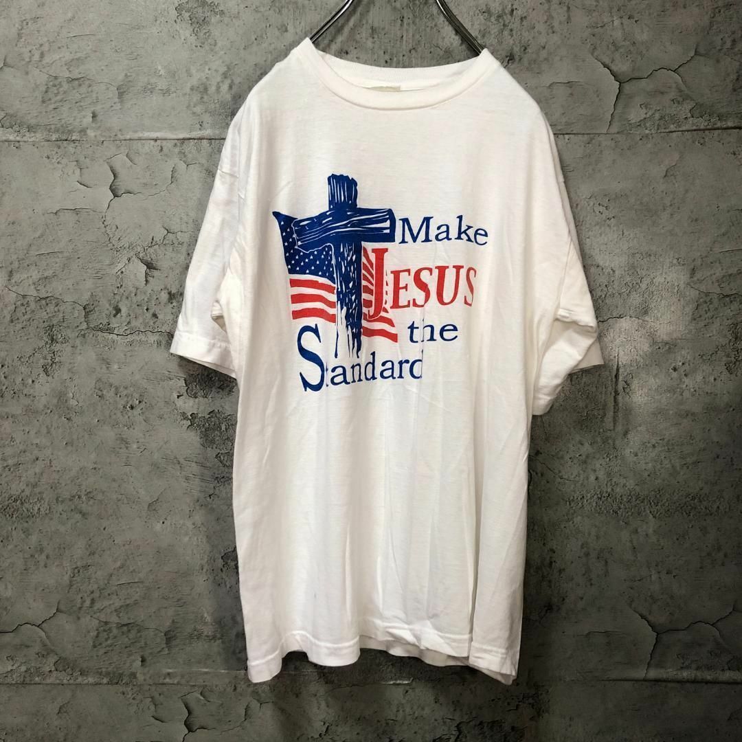 Make JESUS 星条旗 十字架 USA輸入 ホワイト Tシャツ メンズのトップス(Tシャツ/カットソー(半袖/袖なし))の商品写真