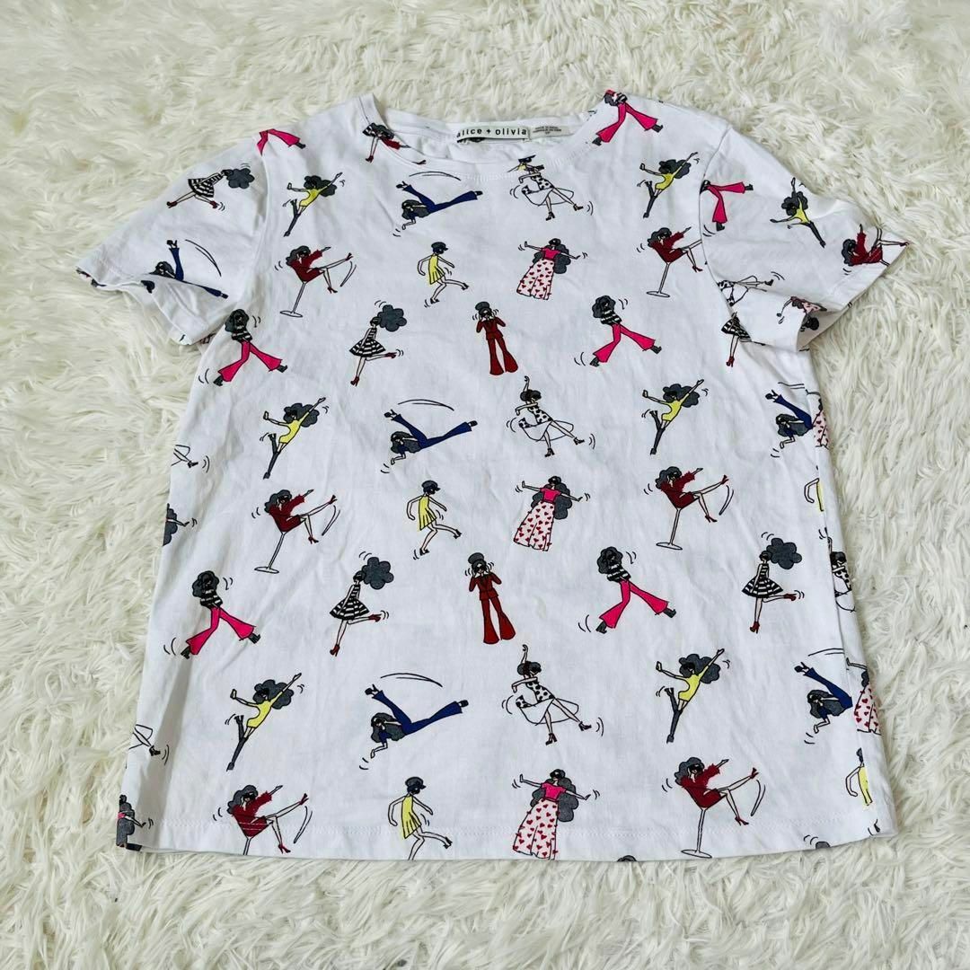 Alice+Olivia(アリスアンドオリビア)のAlice アリス+オリビア　総柄　Tシャツ　カットソー　白　半袖 レディースのトップス(Tシャツ(半袖/袖なし))の商品写真