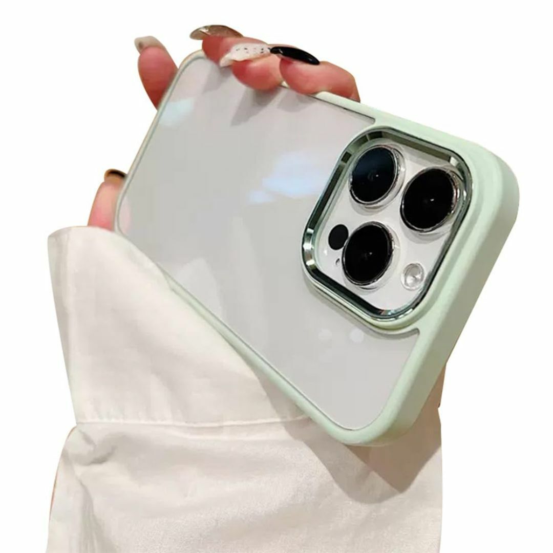 【色: 薄緑】iPhone15 ケース ストラップホール付き クリア 透明 カバ スマホ/家電/カメラのスマホアクセサリー(その他)の商品写真