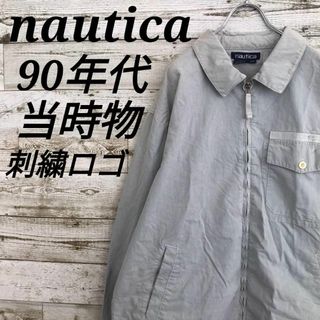 NAUTICA - 【k6383】希少USA古着90sノーティカ刺繍ロゴドリズラージャケットブルゾン