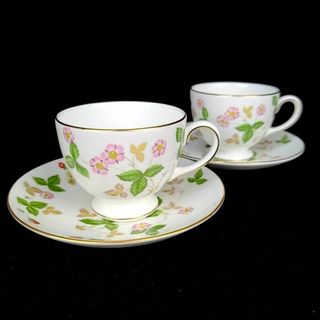 ウェッジウッド(WEDGWOOD)の●良品 ◆ ウェッジウッド　ワイルドストロベリー　カップ&ソーサー　2客(グラス/カップ)