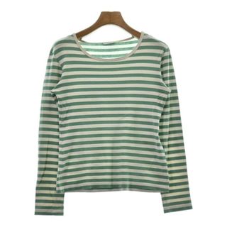 マリメッコ(marimekko)のmarimekko Tシャツ・カットソー XS オフホワイトx緑(ボーダー) 【古着】【中古】(カットソー(半袖/袖なし))