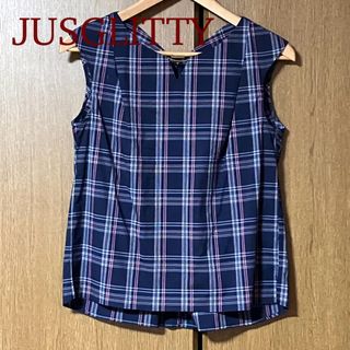 JUSGLITTY - JUSGLITTY ジャスグリッティー　バー付きチェックブラウス　ノースリーブ　