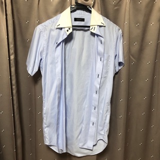 ビジネスシャツ　半袖　ブルー　ホワイト(シャツ)