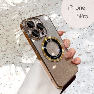 【大人気】 iPhone15Pro ケース ゴールド スマホケース キラキラ(iPhoneケース)