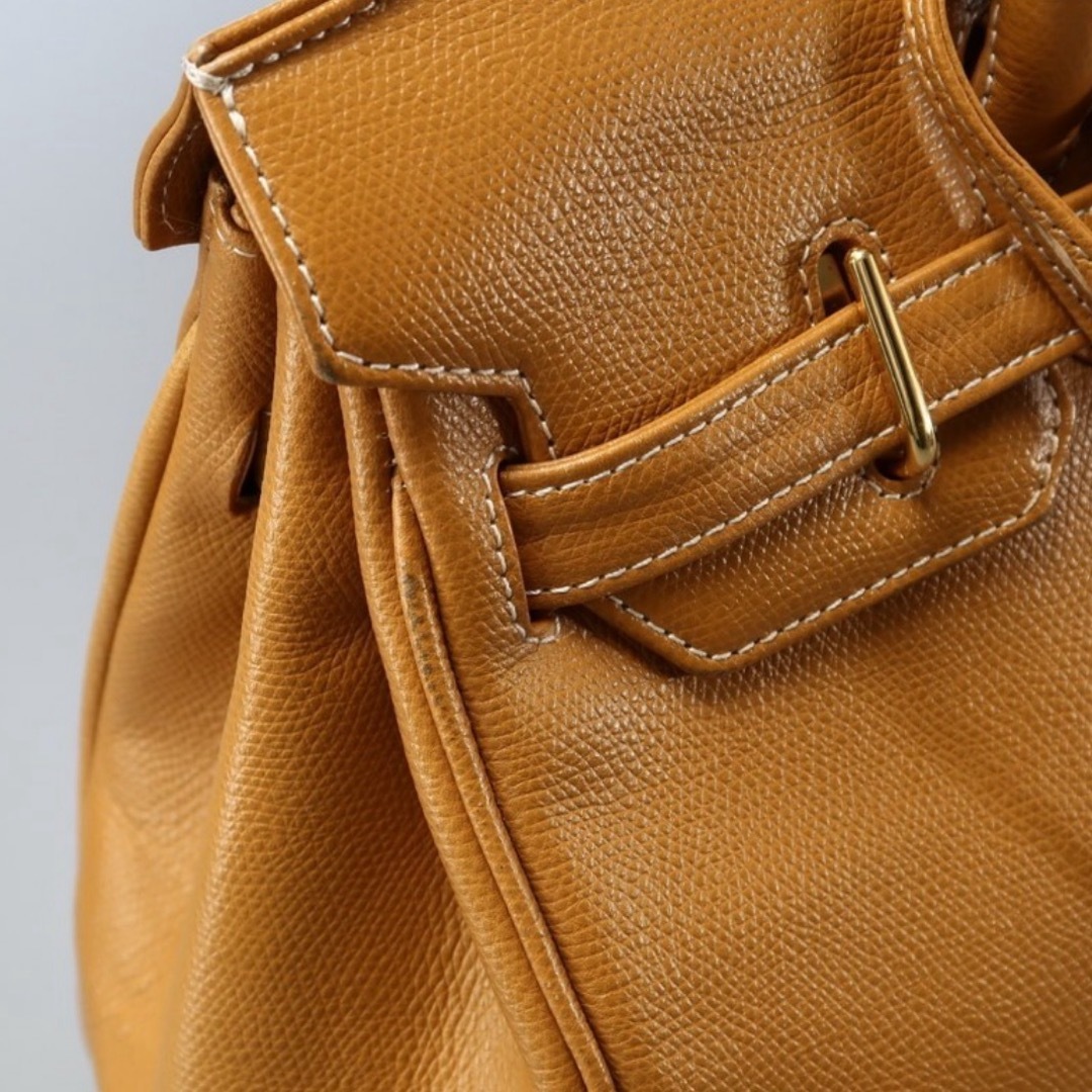 鍵・南京錠付き レザー ハンドバッグ トートバッグ 鞄 キャメル レディースのバッグ(トートバッグ)の商品写真