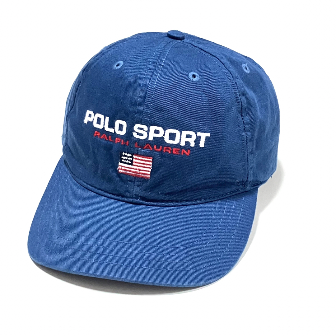 POLO RALPH LAUREN(ポロラルフローレン)のUS製 POLO SPORT ポロスポーツ コットンキャップ ブルー 90’ メンズの帽子(キャップ)の商品写真