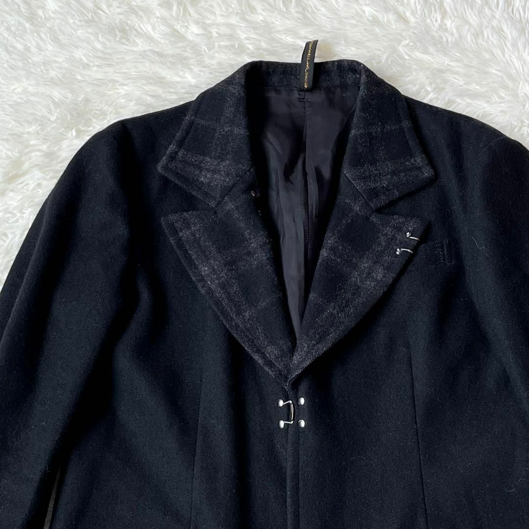 RYU リュウ　リュー　定価5万　チェスター　ロング　コート　チェック　ブラック メンズのジャケット/アウター(チェスターコート)の商品写真