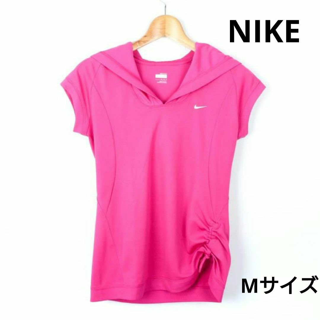 NIKE(ナイキ)のナイキ 半袖Tシャツ パーカー フィットドライ Mサイズ ピンク NIKE レディースのトップス(パーカー)の商品写真