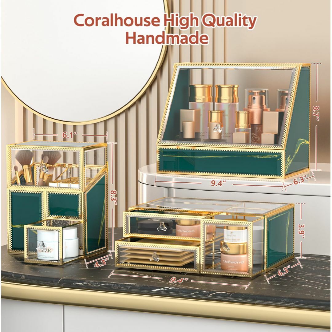 【色: グリーン】Coralhouse メイクボックス コスメ収納,化粧品収納ボ コスメ/美容のキット/セット(コフレ/メイクアップセット)の商品写真