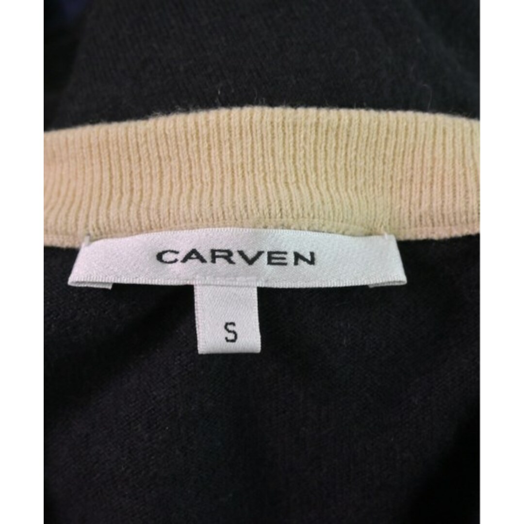 CARVEN(カルヴェン)のCARVEN カルヴェン カーディガン S 紺x黒xベージュ 【古着】【中古】 メンズのトップス(カーディガン)の商品写真