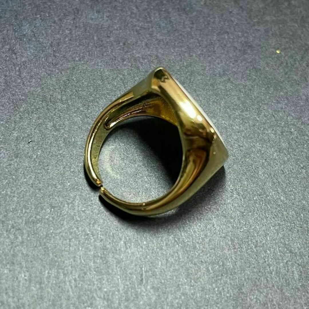 スクエアゴールドストーンリング　指輪　レディース　ゴールド　シルバー925 レディースのアクセサリー(リング(指輪))の商品写真