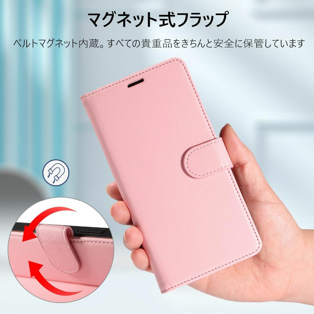 【色: ピンク】QUEASON iPhone 15 ケース 手帳型 いphone スマホ/家電/カメラのスマホアクセサリー(その他)の商品写真