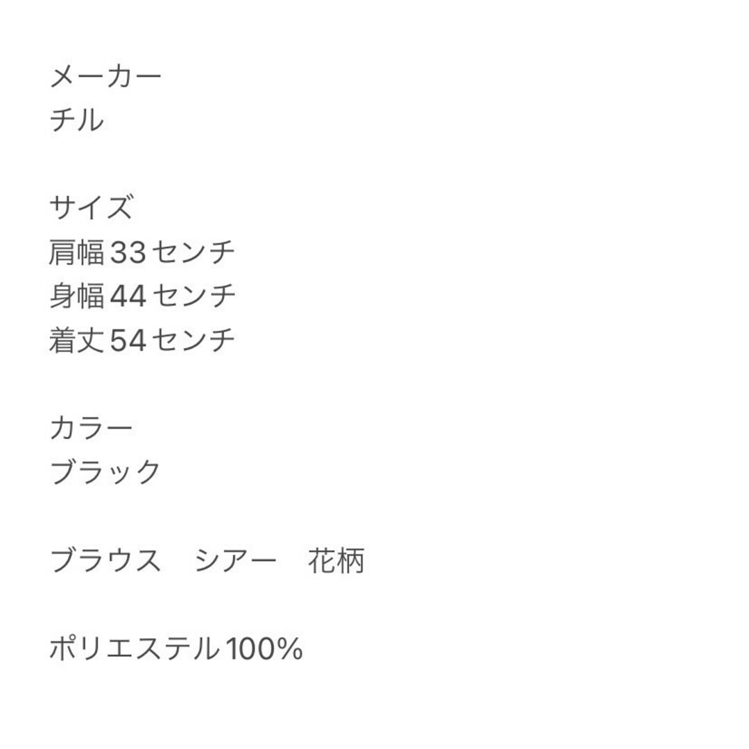 チル　ブラウス　F　ブラック　シアー　花柄　ポリエステル100% レディースのトップス(シャツ/ブラウス(半袖/袖なし))の商品写真