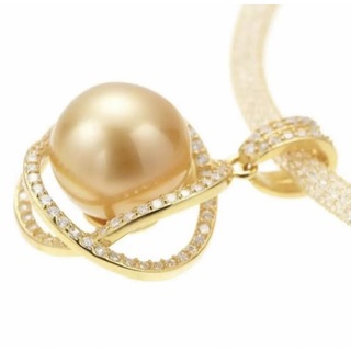 大粒パール　南洋真珠　サージカルステンレス製ネット　ネックレス　ペンダント(ネックレス)