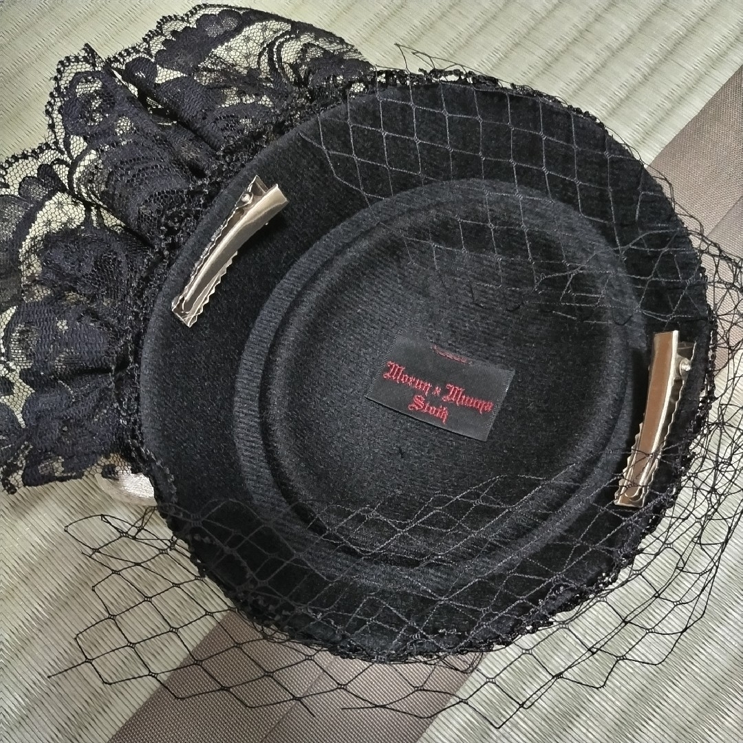 Morun×Muuna Stoit 黒ブラックレーストーク帽 レディースのヘアアクセサリー(バレッタ/ヘアクリップ)の商品写真