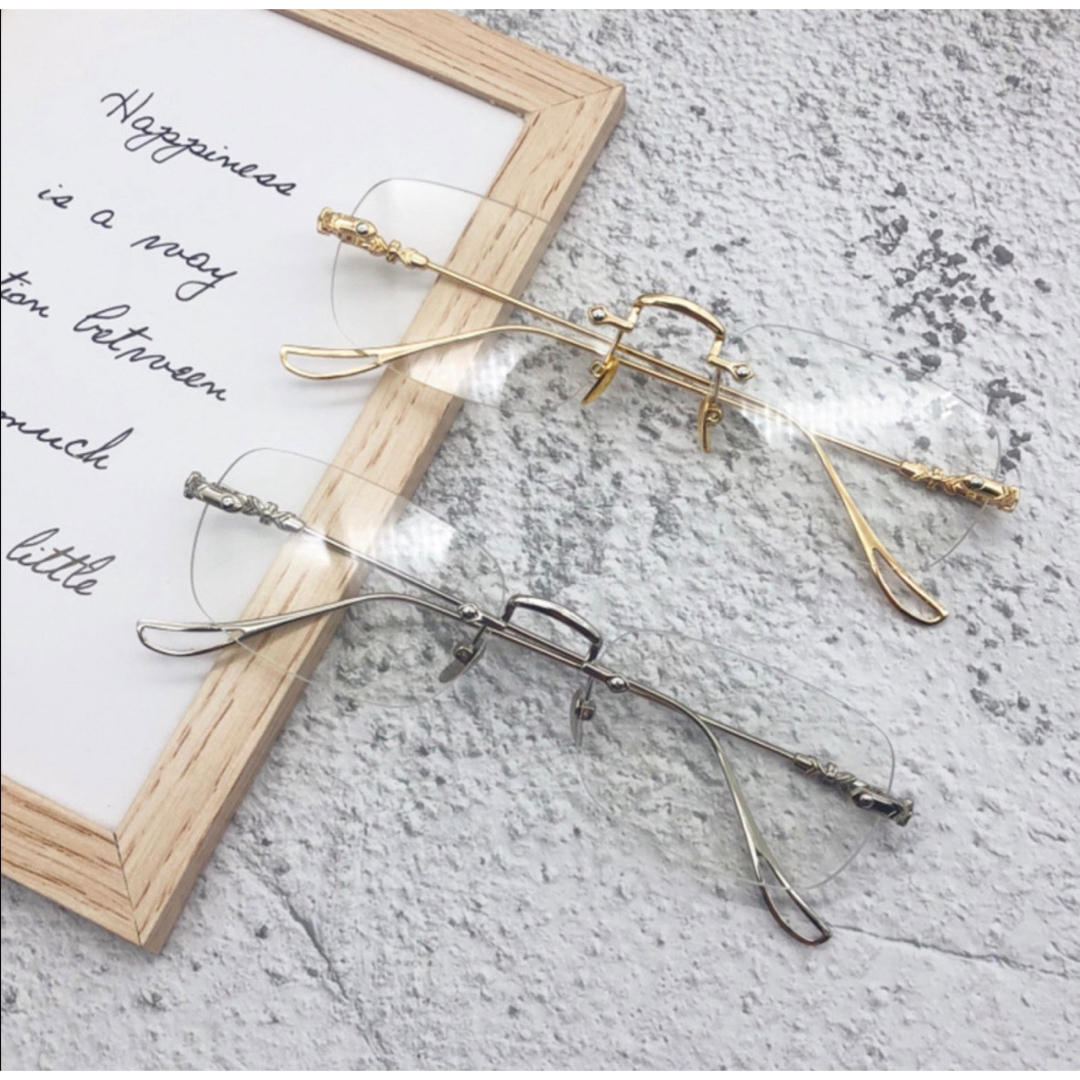 リムレスメガネ　  リムレス　眼鏡   韓国　ツーポイント　スクエア　サングラス レディースのファッション小物(サングラス/メガネ)の商品写真