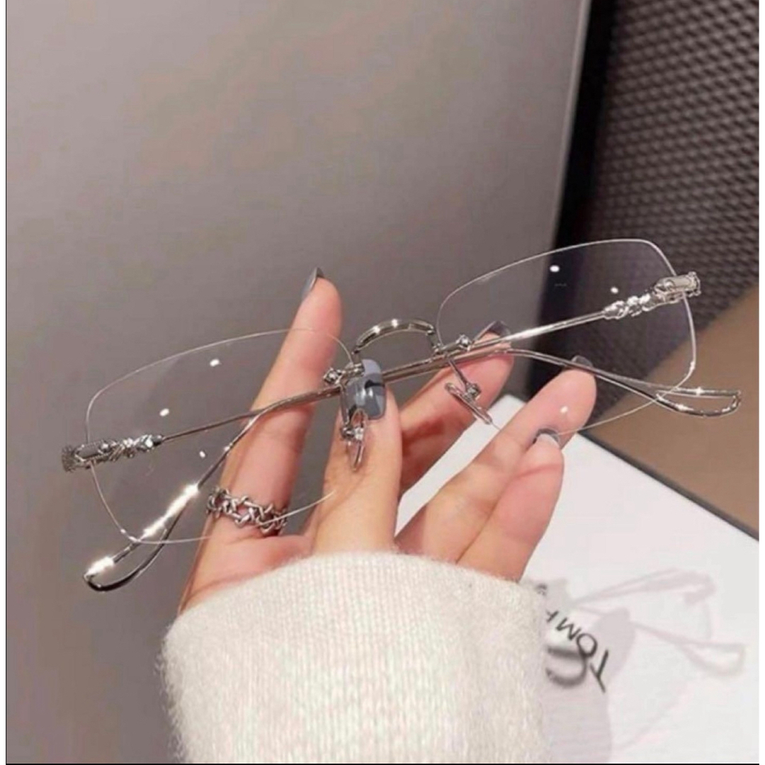 リムレスメガネ　  リムレス　眼鏡   韓国　ツーポイント　スクエア　サングラス レディースのファッション小物(サングラス/メガネ)の商品写真