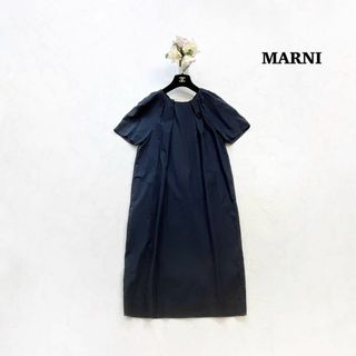 マルニ(Marni)の【MARNI】ふんわりシルエット＊コットン　ひざ丈ワンピース　大きいサイズ　42(ひざ丈ワンピース)