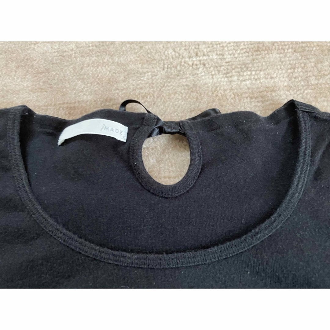 IMAGE(イマージュ)の七分袖　黒カットソー Lサイズ レディースのトップス(カットソー(長袖/七分))の商品写真