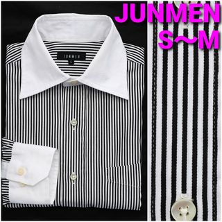 ジュンメン(JUNMEN)のJUNMEN クレリックシャツ メンズS～M ワイドカラー ストライプ柄(シャツ)