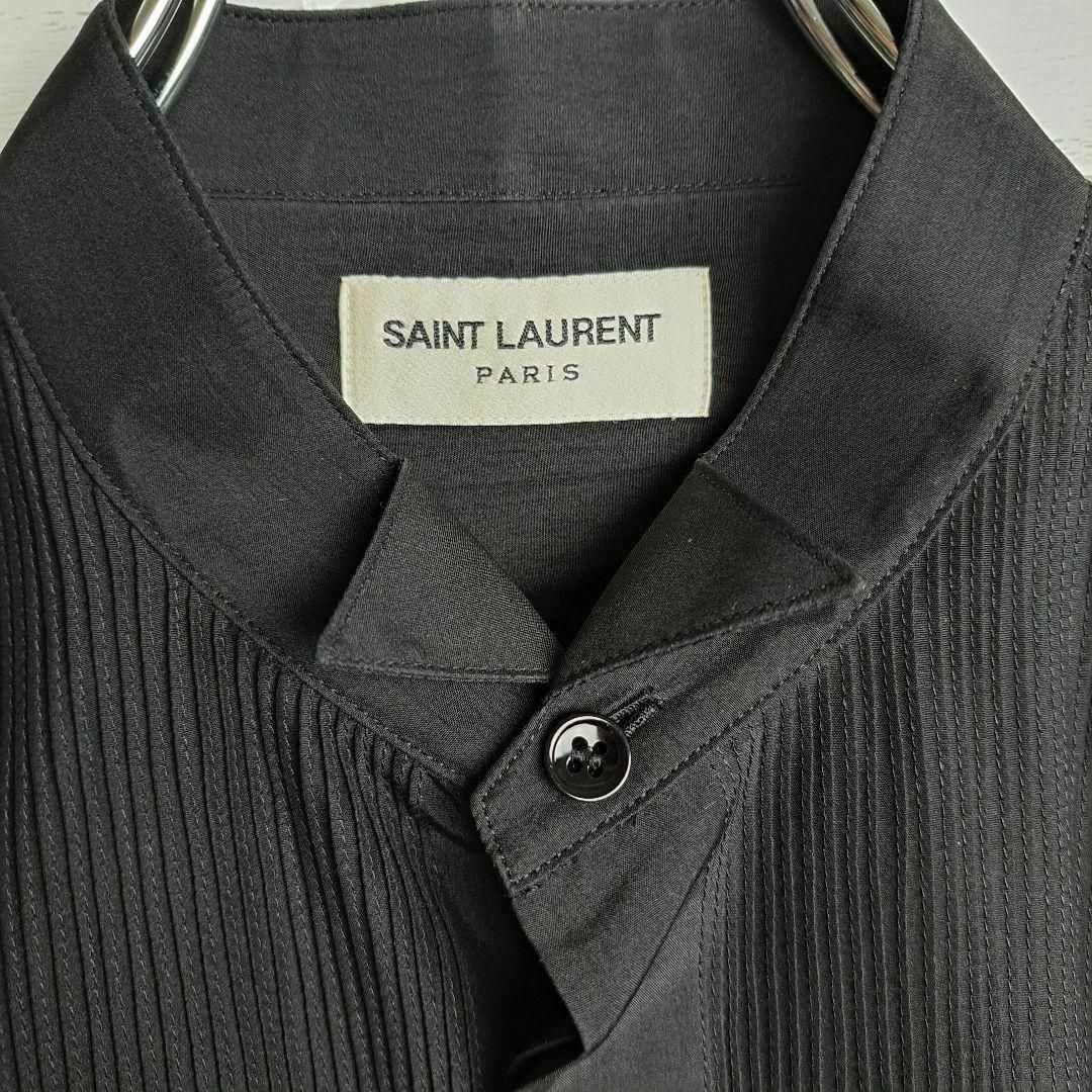 Saint Laurent(サンローラン)の【レアデザイン】 サンローランパリ ドレスシャツ ストライプ シルク 絹 37 メンズのトップス(シャツ)の商品写真