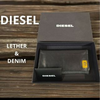 DIESEL - DIESEL　ディーゼル　長財布 レザー コットン デニム ブラック 箱付き