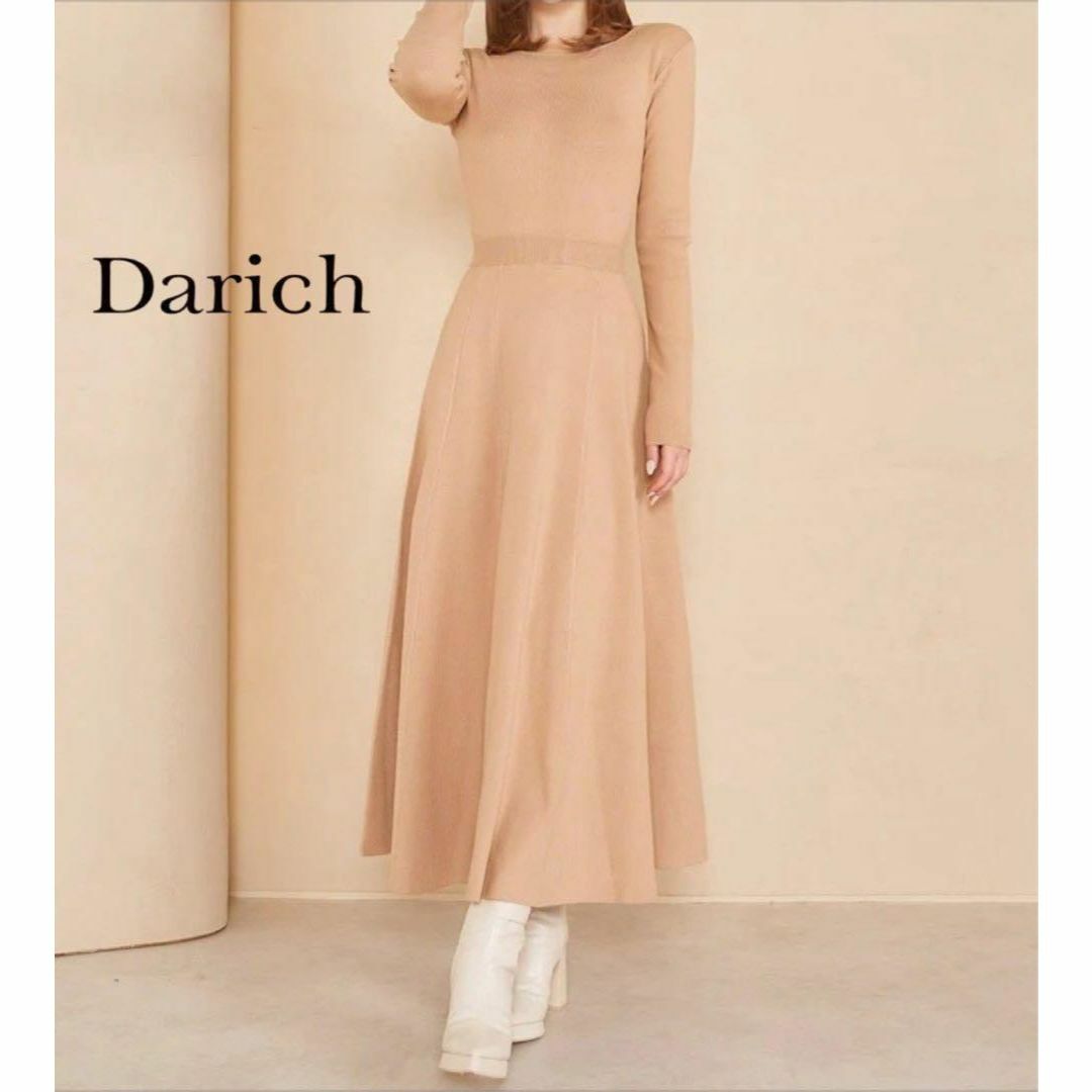 Darich(ダーリッチ)のDarich バックリボンフレアロングニットワンピース レディースのワンピース(ロングワンピース/マキシワンピース)の商品写真