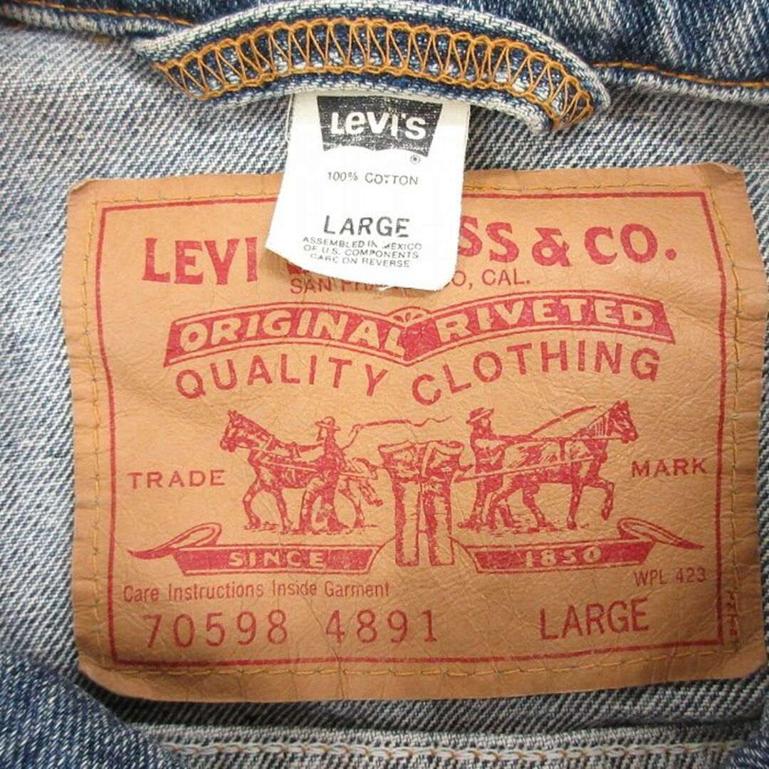 Levi's(リーバイス)のXL★古着 リーバイス Levis 70598 長袖 ジージャン メンズ 00年代 00s コットン 紺 ネイビー デニム 24may11 中古 アウター Gジャン ジャケット メンズのジャケット/アウター(ダッフルコート)の商品写真