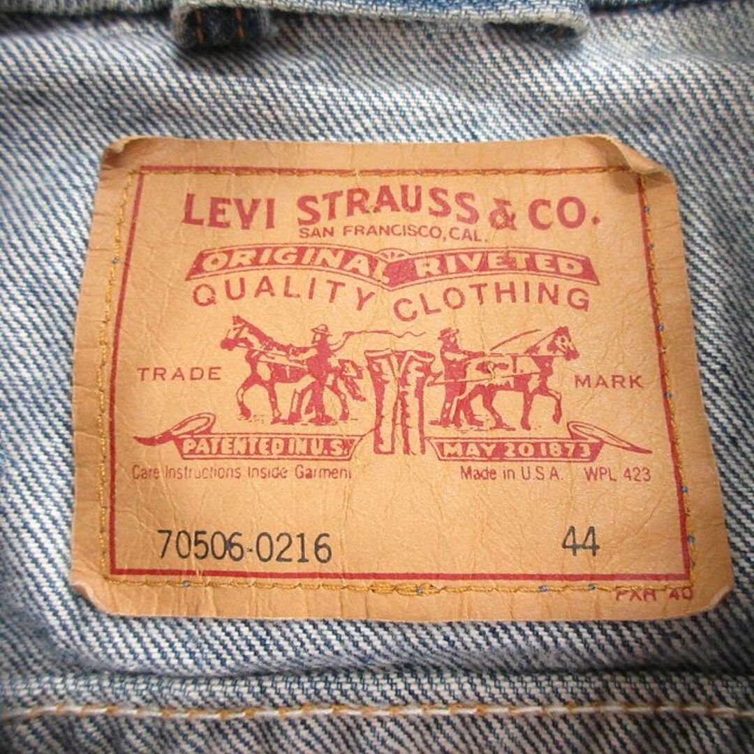 Levi's(リーバイス)のL★古着 リーバイス Levis 70506 長袖 ジージャン メンズ 90年代 90s コットン USA製 紺 ネイビー デニム 24may11 中古 アウター Gジャン ジャケット メンズのジャケット/アウター(ダッフルコート)の商品写真