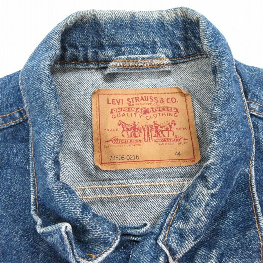 Levi's(リーバイス)のL★古着 リーバイス Levis 70506 長袖 ジージャン メンズ 90年代 90s コットン USA製 紺 ネイビー デニム 24may11 中古 アウター Gジャン ジャケット メンズのジャケット/アウター(ダッフルコート)の商品写真