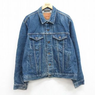 リーバイス(Levi's)のL★古着 リーバイス Levis 70506 長袖 ジージャン メンズ 90年代 90s コットン USA製 紺 ネイビー デニム 24may11 中古 アウター Gジャン ジャケット(ダッフルコート)