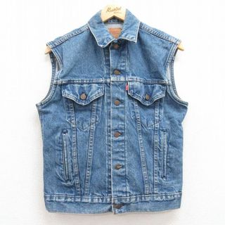 リーバイス(Levi's)のS★古着 リーバイス Levis デニム ベスト メンズ 90年代 90s コットン USA製 紺 ネイビー 24may11 中古 アウター(ダッフルコート)