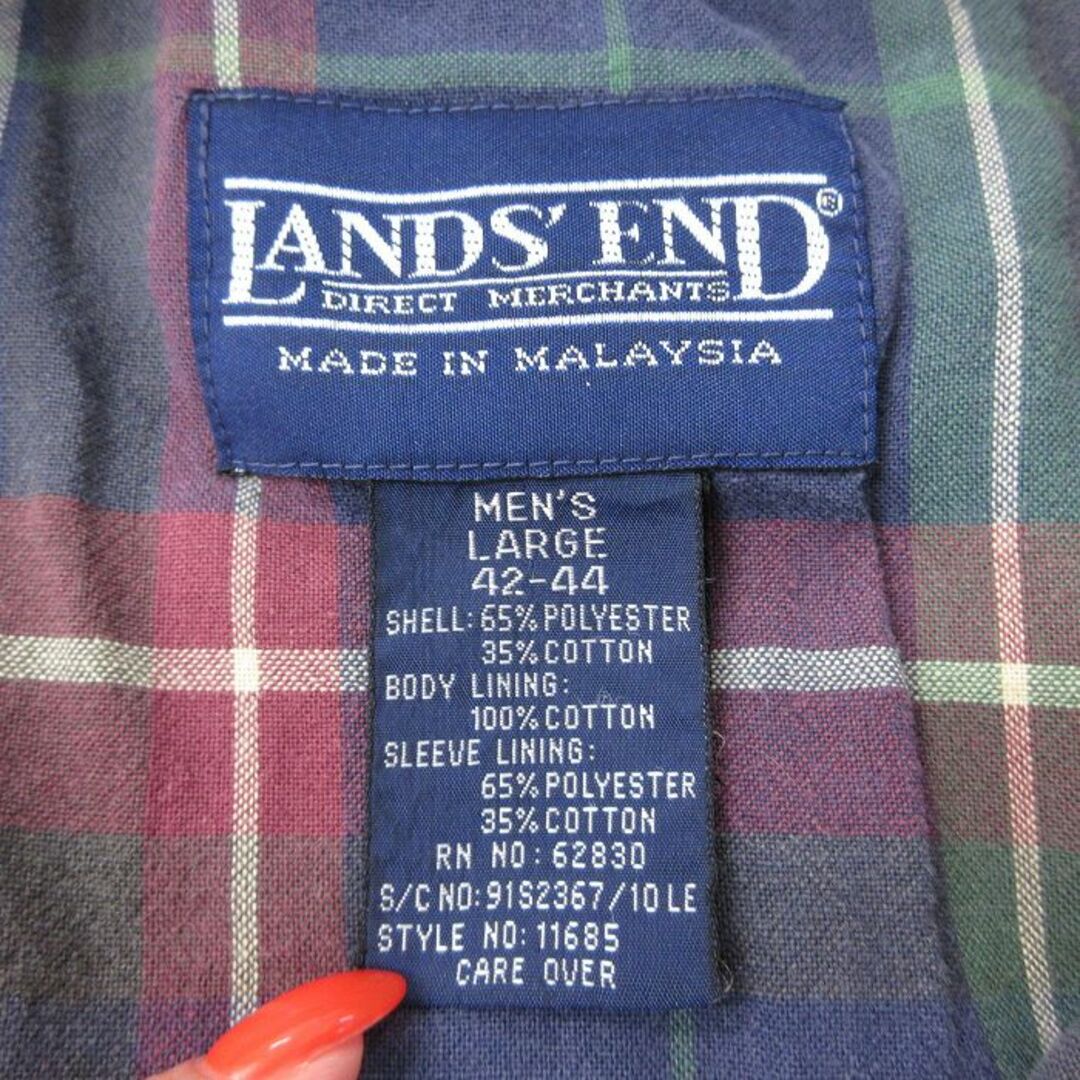 LANDS’END(ランズエンド)のXL★古着 ランズエンド 長袖 ジャケット スイングトップ メンズ 90年代 90s ラグラン 大きいサイズ 紺 ネイビー 24may11 中古 アウター ジャンパー ブルゾン メンズのジャケット/アウター(ダッフルコート)の商品写真