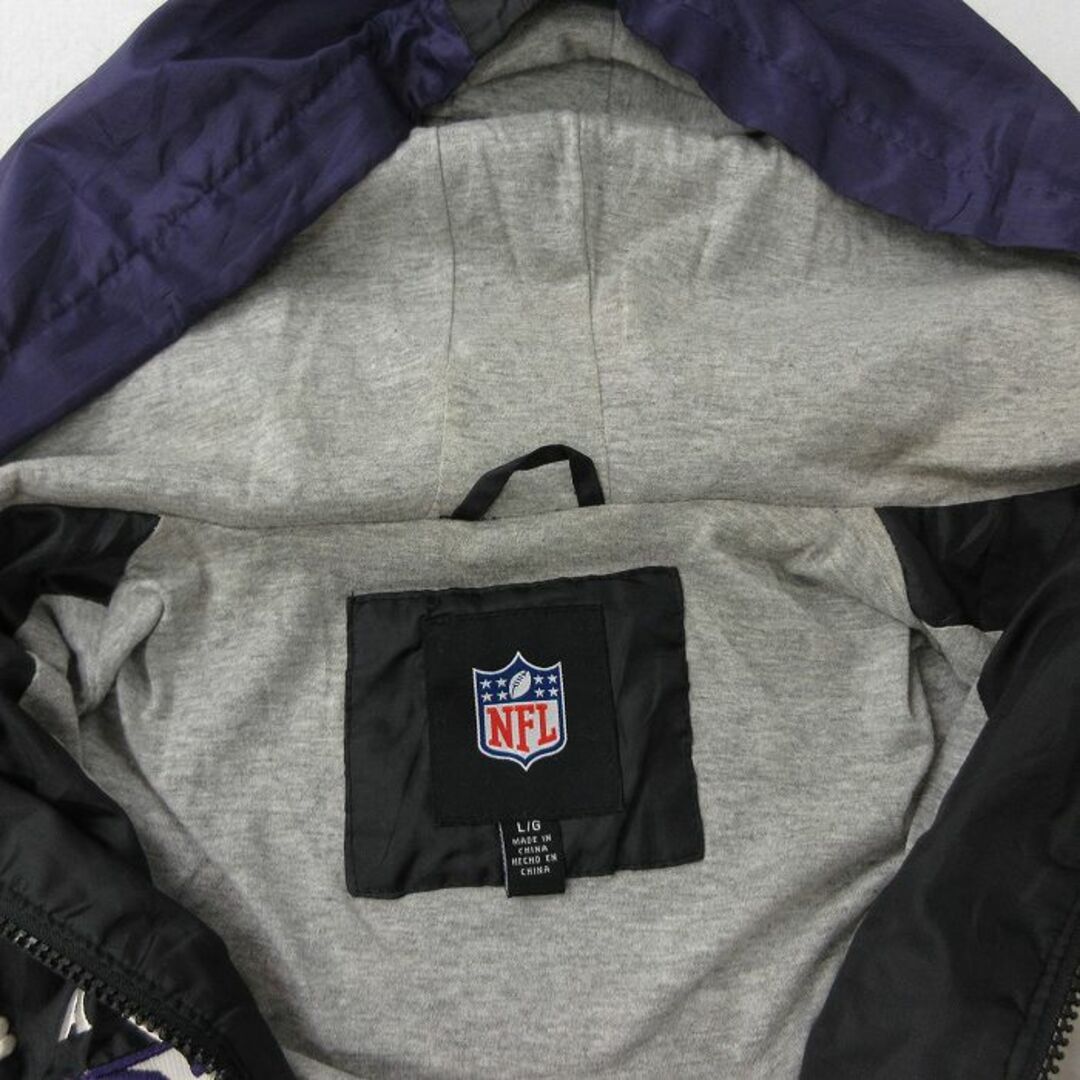 XL★古着 長袖 ジャケット パーカー メンズ 00年代 00s NFL ボルチモアレイブンズ リップストップ 黒他 ブラック アメフト スーパーボウル 24may11 中古 アウター ジャンパー ブルゾン メンズのジャケット/アウター(ダッフルコート)の商品写真