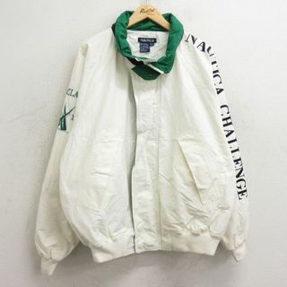 ノーティカ(NAUTICA)のXL★古着 ノーティカ NAUTICA 長袖 ブランド セーリング ジャケット メンズ 90年代 90s ビッグロゴ チャレンジ ラグラン 大きいサイズ 白他 ホワイト 【spe】 24may11 中古 アウター ジャンパー ブルゾン(ダッフルコート)