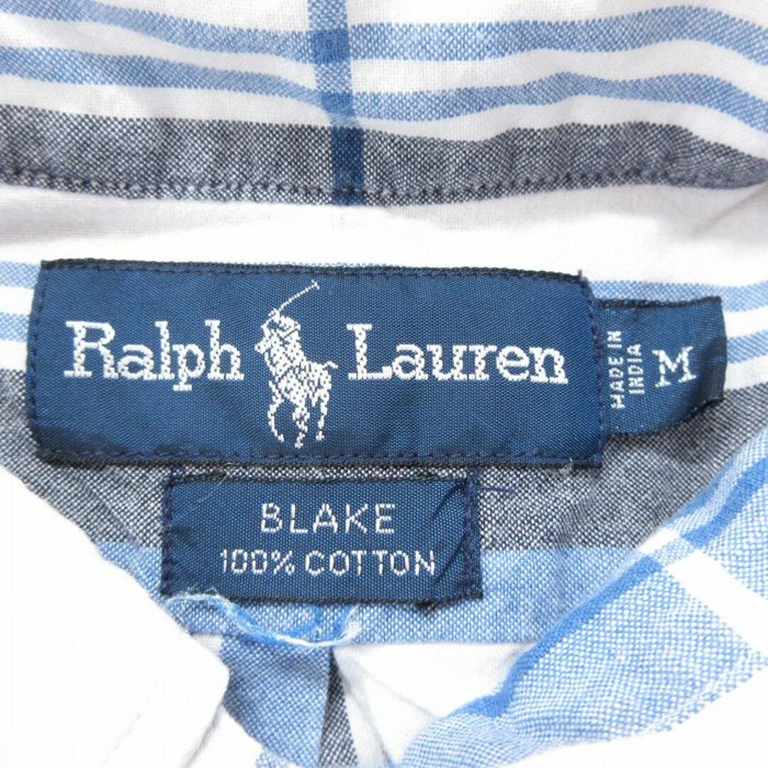 Ralph Lauren(ラルフローレン)のL★古着 ラルフローレン Ralph Lauren 半袖 ブランド シャツ メンズ 90年代 90s ワンポイントロゴ BLAKE コットン ボタンダウン 紺他 ネイビー チェック 24may11 中古 トップス メンズのトップス(シャツ)の商品写真