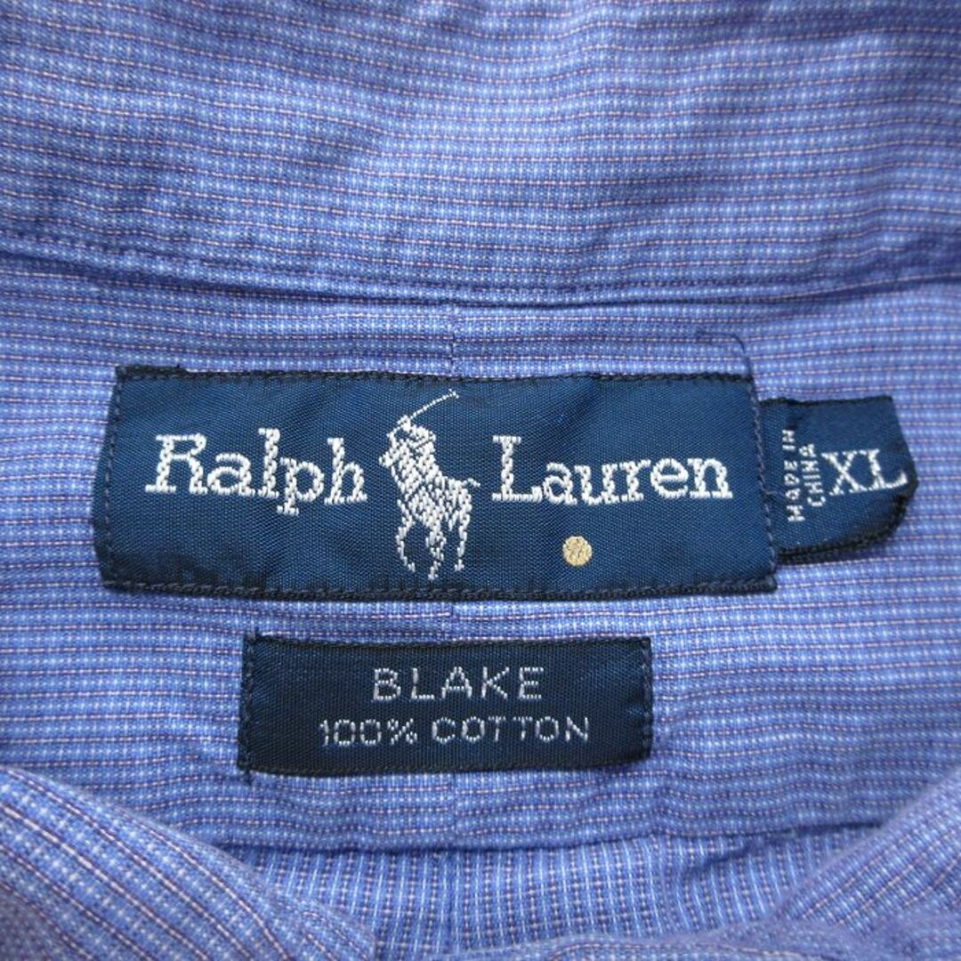 Ralph Lauren(ラルフローレン)のXL★古着 ラルフローレン Ralph Lauren 半袖 ブランド シャツ メンズ 90年代 90s ワンポイントロゴ BLAKE ロング丈 大きいサイズ コットン ボタンダウン 紺系他 ネイビー チェック 【spe】 24may11 中古 トップス メンズのトップス(シャツ)の商品写真