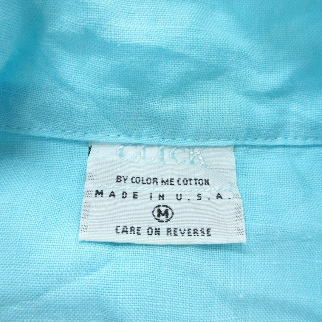 L★古着 半袖 シャツ メンズ 90年代 90s リネン USA製 水色 24may11 中古 トップス メンズのトップス(シャツ)の商品写真