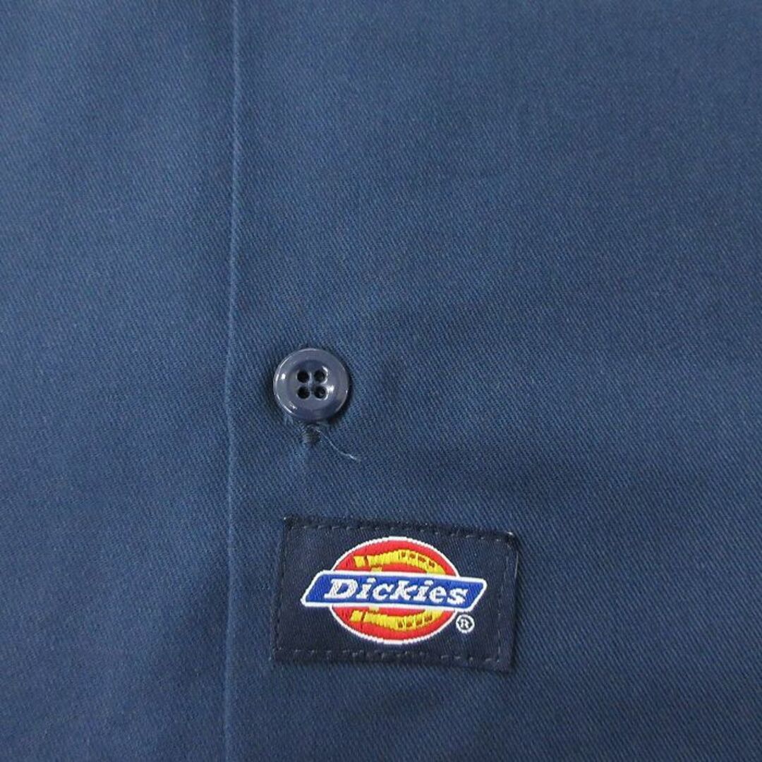 Dickies(ディッキーズ)のL★古着 ディッキーズ Dickies 長袖 ワーク シャツ メンズ 00年代 00s 紺 ネイビー 24may11 中古 トップス メンズのトップス(シャツ)の商品写真