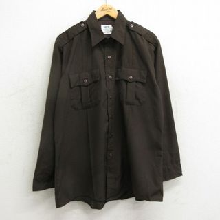 XL★古着 長袖 ワーク シャツ メンズ 90年代 90s USA製 茶 ブラウン 24may11 中古 トップス(シャツ)