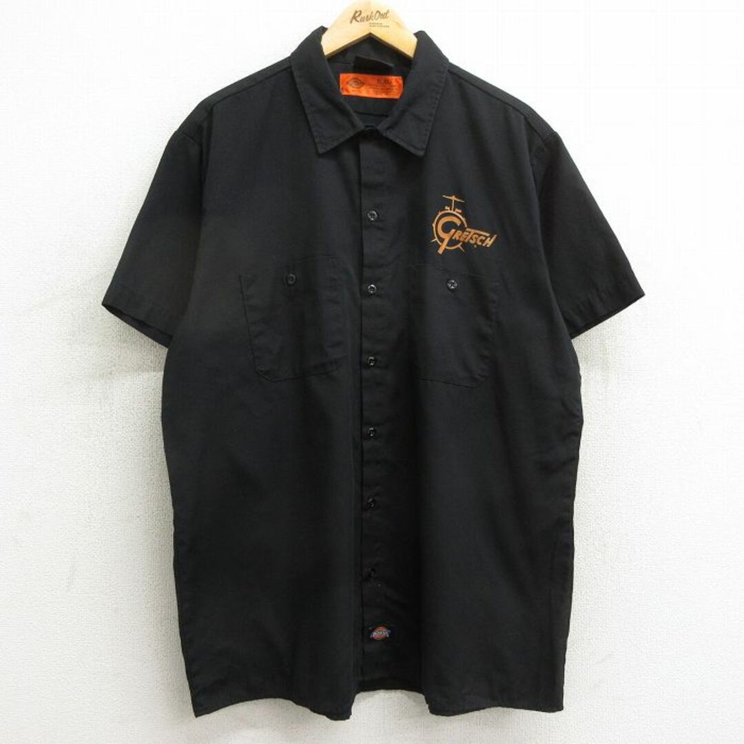 Dickies(ディッキーズ)のXL★古着 ディッキーズ Dickies 半袖 ワーク シャツ メンズ グレッチ ドラム 黒 ブラック 24may11 中古 トップス メンズのトップス(シャツ)の商品写真