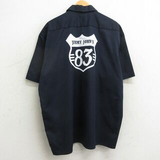 ディッキーズ(Dickies)のXL★古着 ディッキーズ Dickies 半袖 ワーク シャツ メンズ ジミージョンズ 大きいサイズ 紺 ネイビー 24may11 中古 トップス(シャツ)