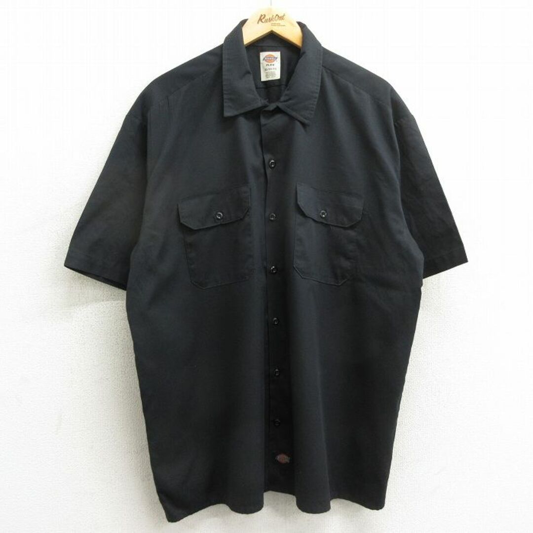 Dickies(ディッキーズ)のXL★古着 ディッキーズ Dickies 半袖 ワーク シャツ メンズ 大きいサイズ 黒 ブラック 24may11 中古 トップス メンズのトップス(シャツ)の商品写真