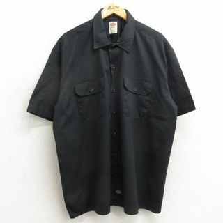 ディッキーズ(Dickies)のXL★古着 ディッキーズ Dickies 半袖 ワーク シャツ メンズ 大きいサイズ 黒 ブラック 24may11 中古 トップス(シャツ)