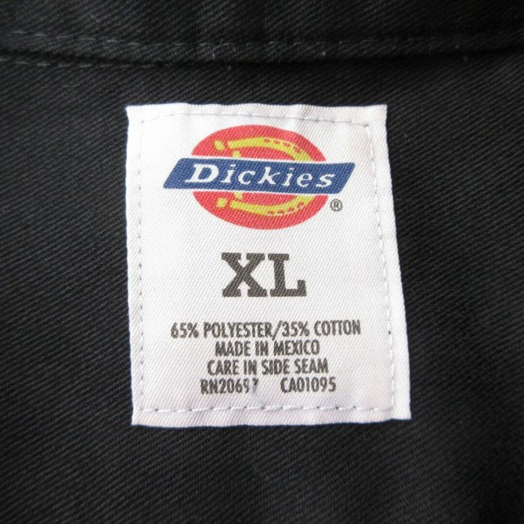 Dickies(ディッキーズ)のXL★古着 ディッキーズ Dickies 半袖 ワーク シャツ メンズ 大きいサイズ ロング丈 黒 ブラック 24may11 中古 トップス メンズのトップス(シャツ)の商品写真