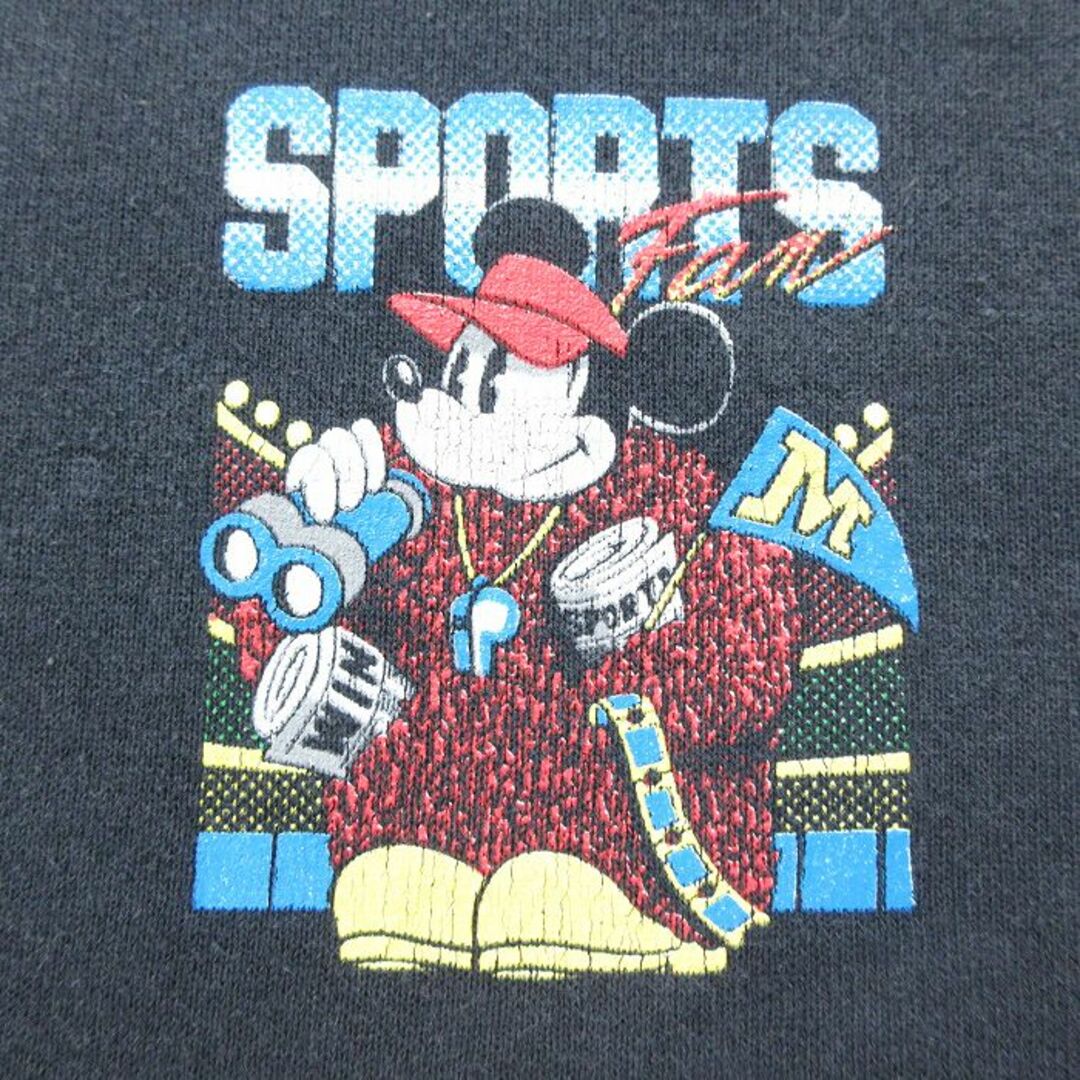 Disney(ディズニー)のM★古着 長袖 スウェット パーカー メンズ 90年代 90s ディズニー DISNEY ミッキー MICKEY MOUSE ラグラン USA製 黒 ブラック 24may11 中古 スエット トレーナー トップス メンズのトップス(パーカー)の商品写真