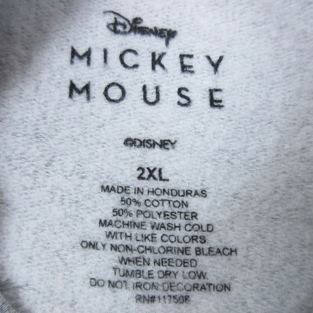 Disney(ディズニー)のXL★古着 長袖 スウェット メンズ ディズニー DISNEY ミッキー MICKEY MOUSE 大きいサイズ クルーネック グレー 霜降り 24may11 中古 スエット トレーナー トップス メンズのトップス(パーカー)の商品写真