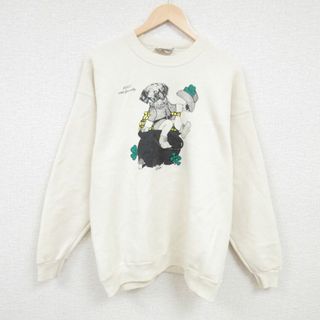 XL★古着 リー Lee 長袖 スウェット メンズ 90年代 90s レプラコーン 大きいサイズ クルーネック USA製 生成り 24may11 中古 スエット トレーナー トップス